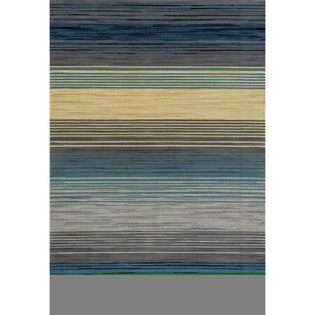 ART CARPET 4 X 6 Ft. Bastille Collection Heathered Stripe Border Woven Area Rug, Blue 841864108160